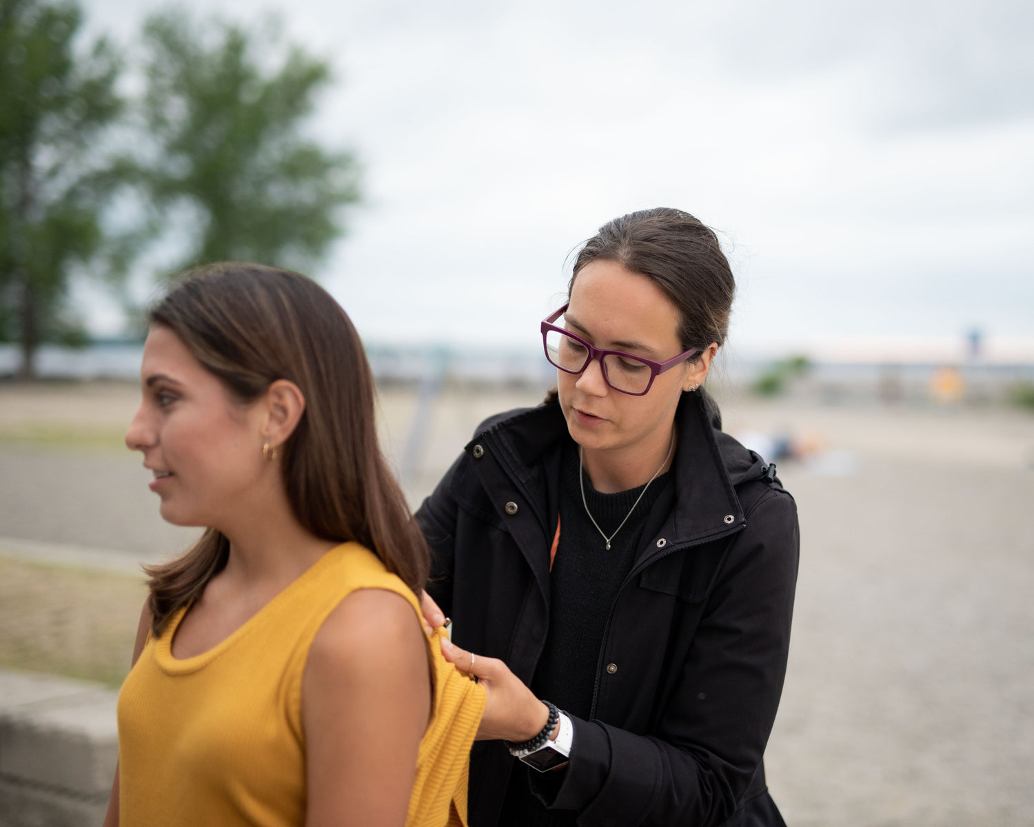 Ottawa personal stylist Rebecca Rowe styling a client in a yellow top